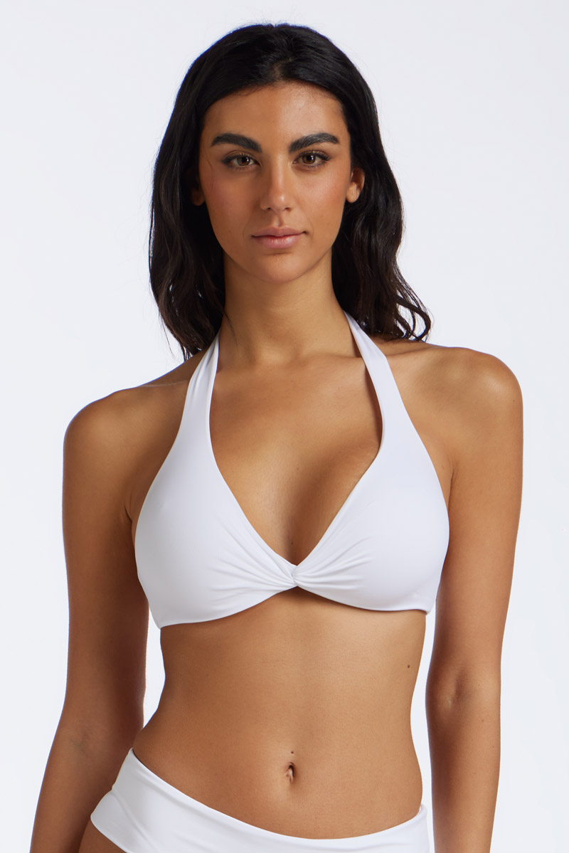 HALTER NECK CROSSED BRA