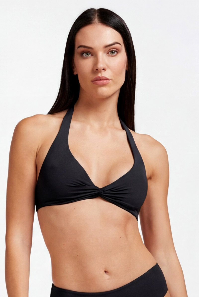 HALTER NECK CROSSED BRA