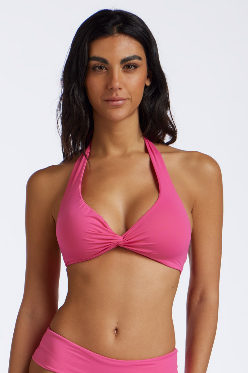HALTER NECK CROSSED BRA