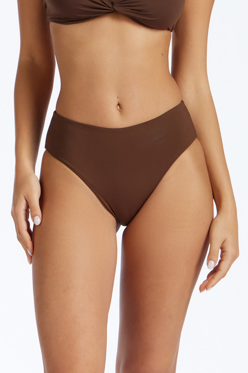 SOLID COLOUR HIGH-WAISTED BIKINI BOTTOM