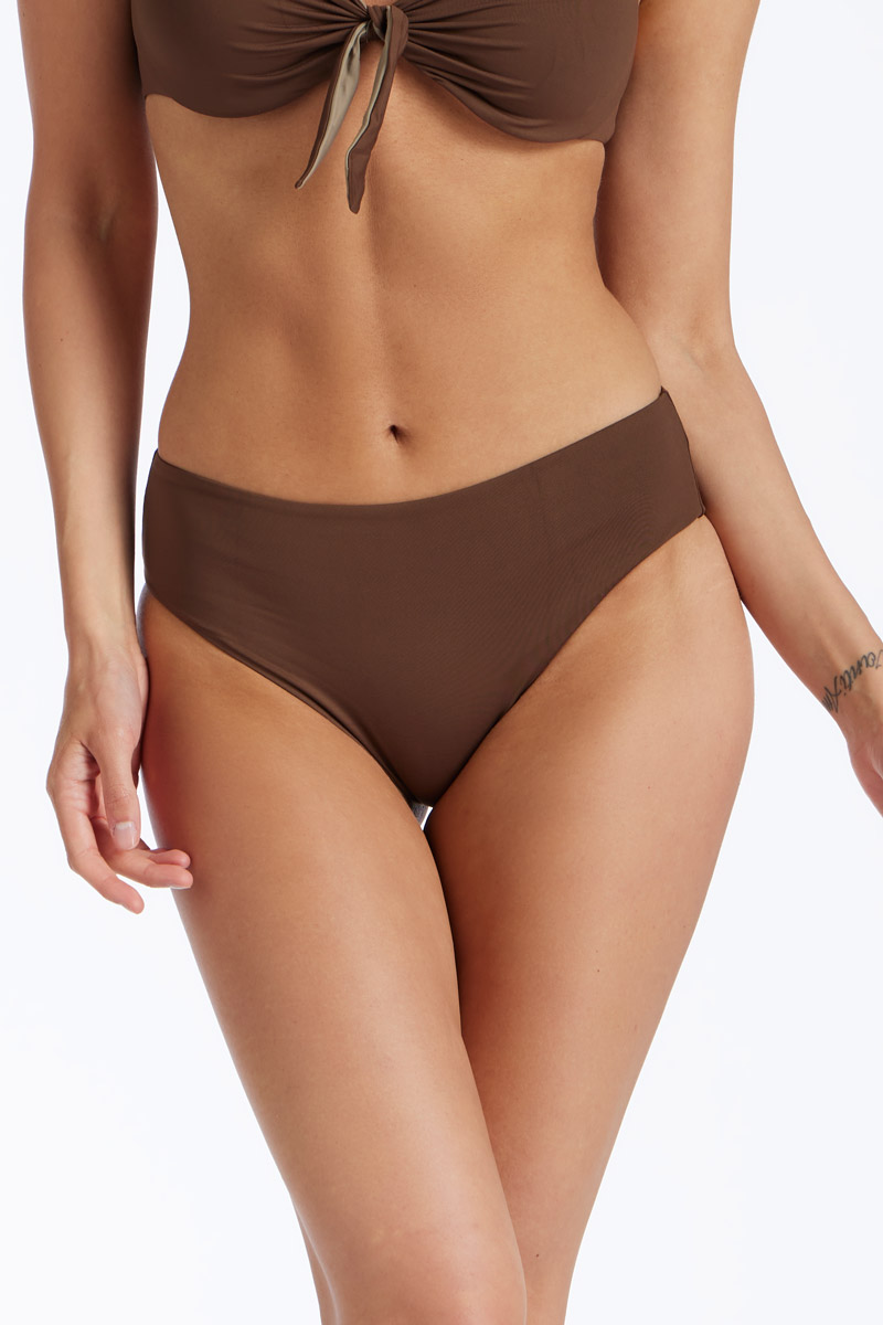 TWO-TONE REVERSIBLE HIGH-WAISTED BIKINI BOTTOM