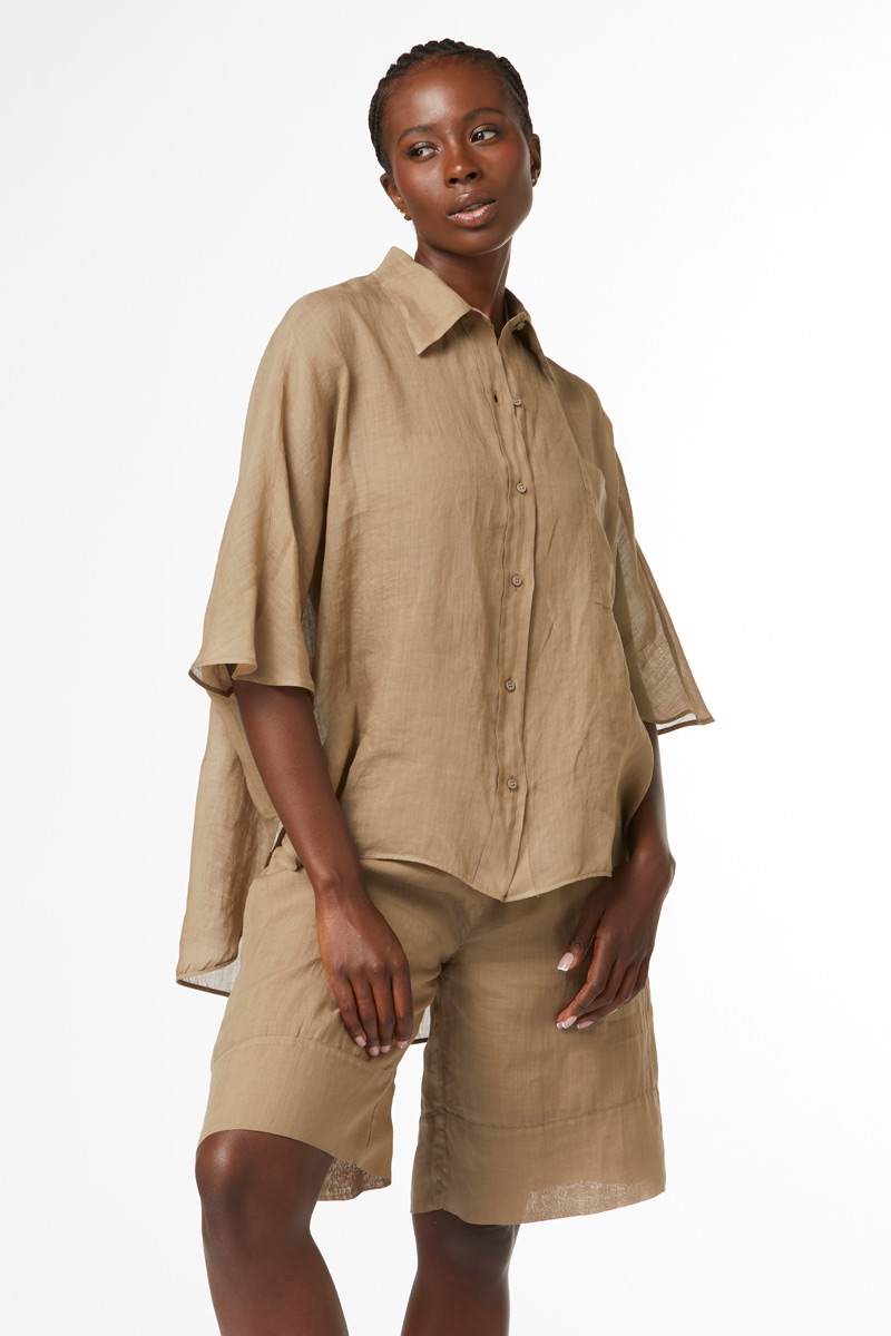 CAMICIA IN LINO TINTA UNITA