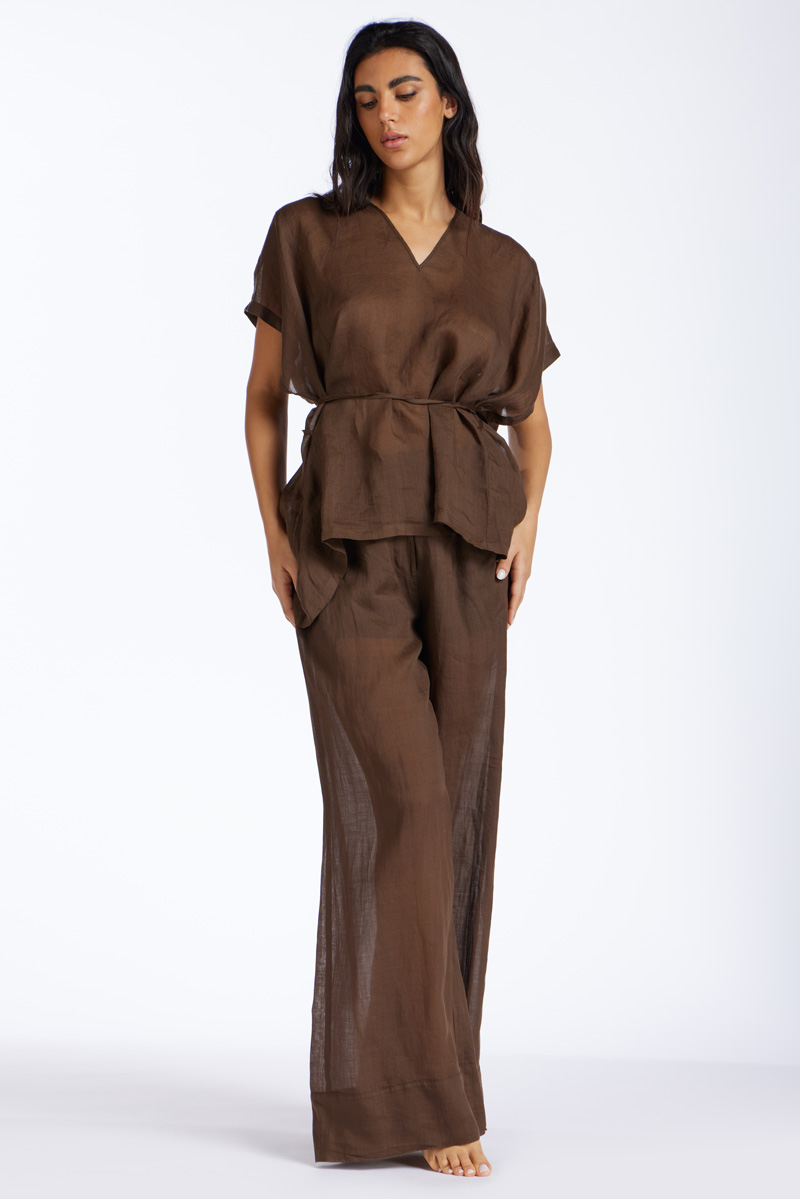 PANTALONE PALAZZO LINO TINTA UNITA