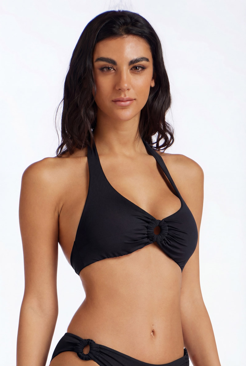 HALTER NECK BRA WITH BRAIDED RING BUCKLE