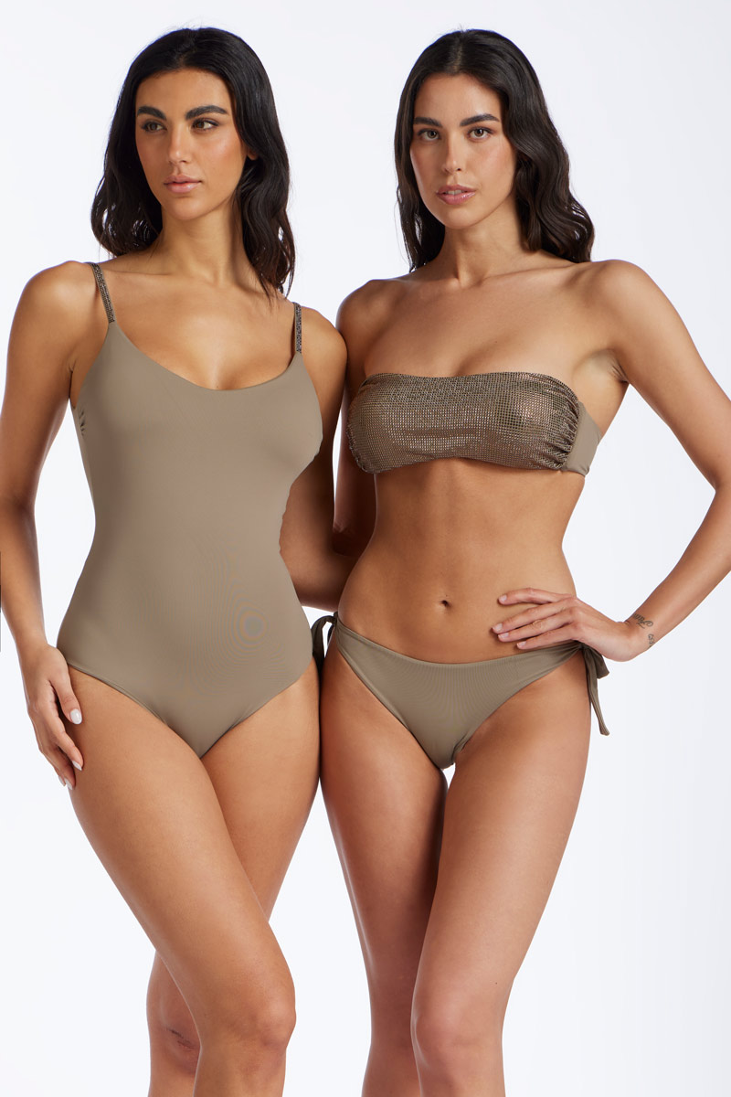 STRAPS WITH CRYSTALS ONE-PIECE SWIMSUIT