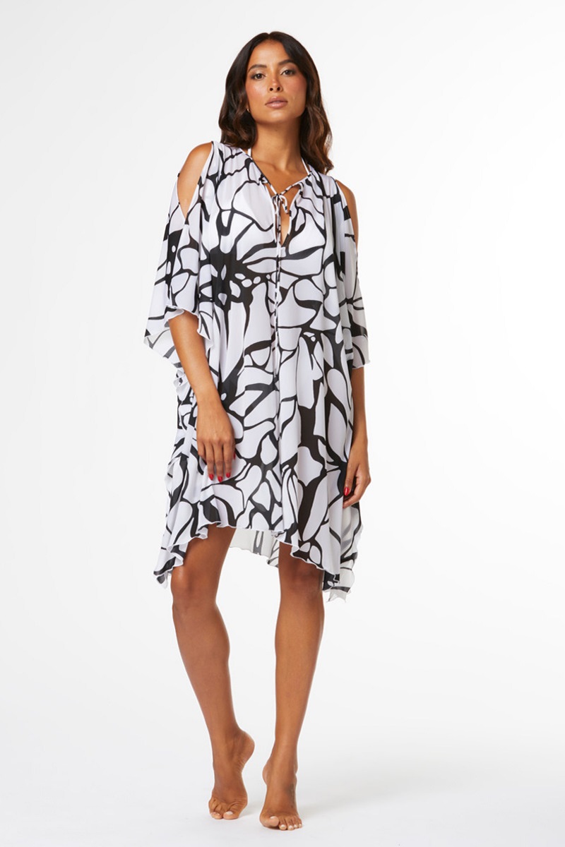 KAFTANO IN TULLE STAMPA FLOREALE