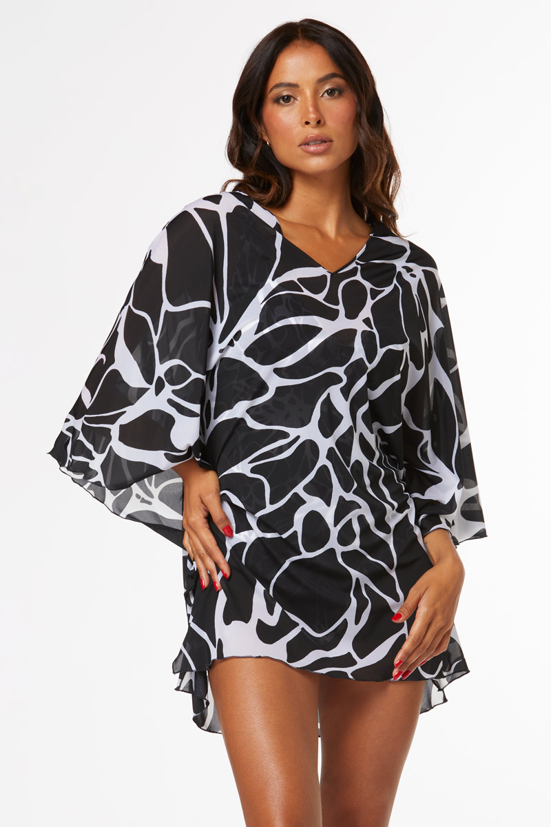 PONCHO TULLE STAMPA FLOREALE