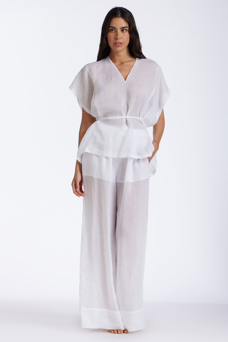 PANTALONE PALAZZO LINO TINTA UNITA